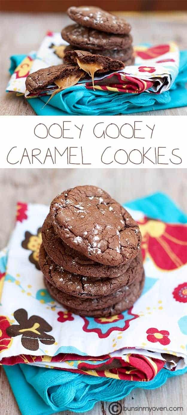 Ooey gooey rolo caramel cake mix cookies