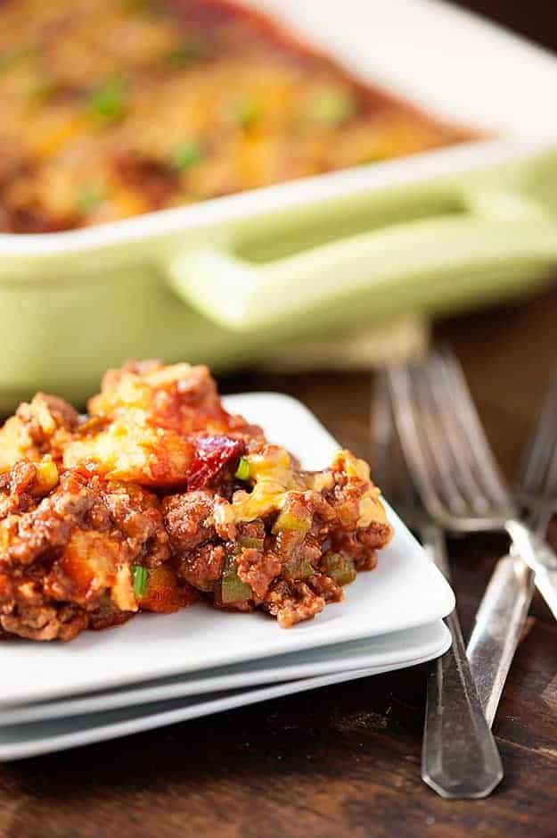 Sloppy Joe Cornbread Casserole Recipe - an easy weeknight recipe for the family!