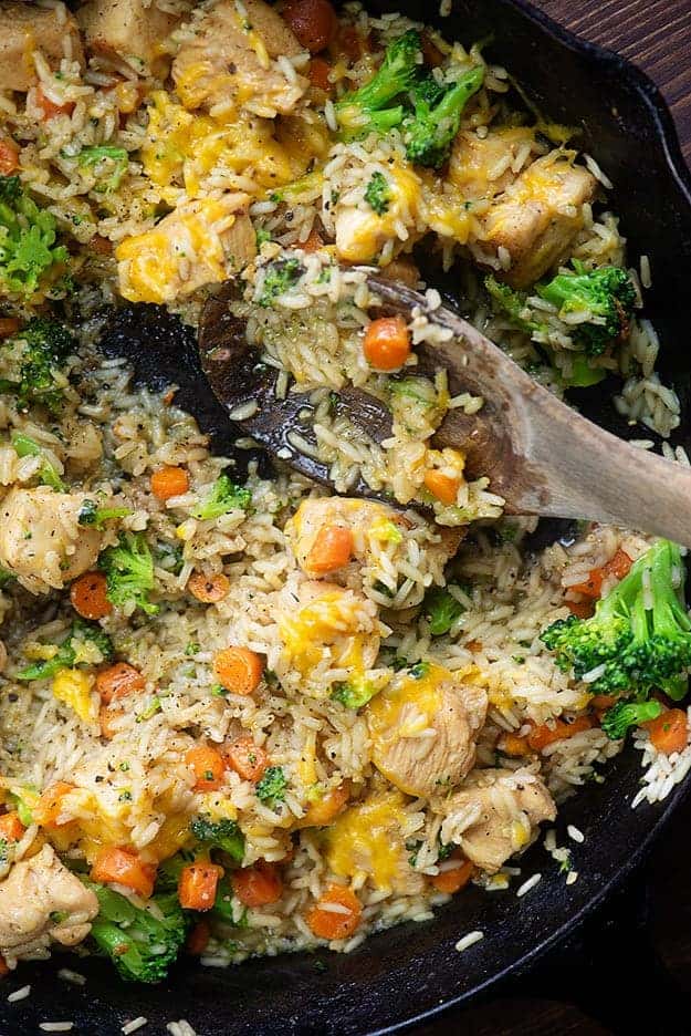 One Skillet Cheesy Chicken And Rice With Broccoli Healthy Kid Friendly