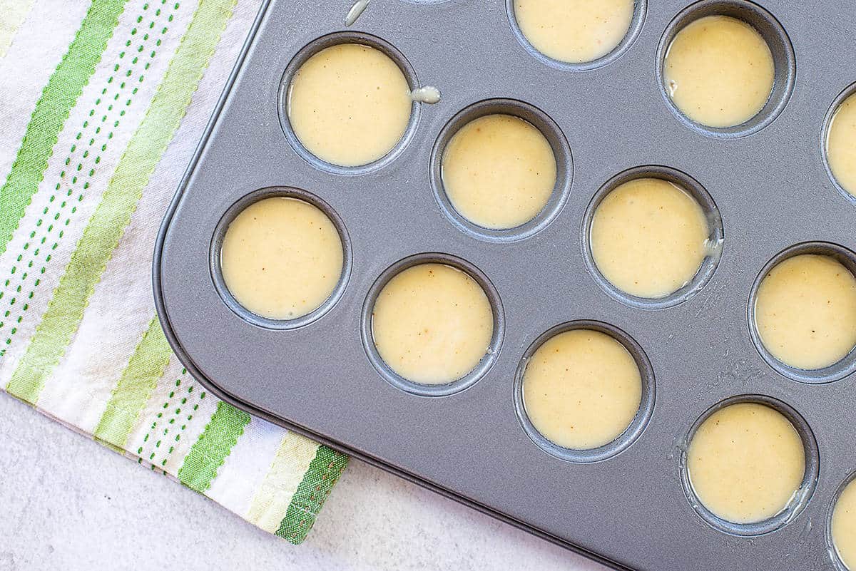 muffin batter in tin.