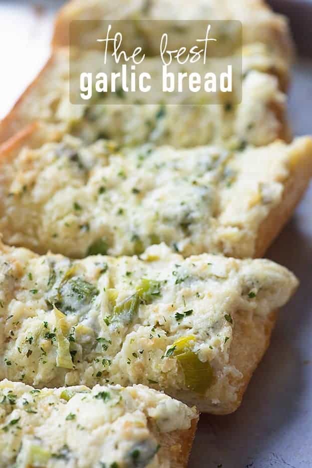 This garlic bread recipe will teach you how to make the best homemade garlic bread ever! It's creamy, cheesy, and full of flavor.