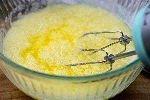 melted sugar and butter in a glass bowl