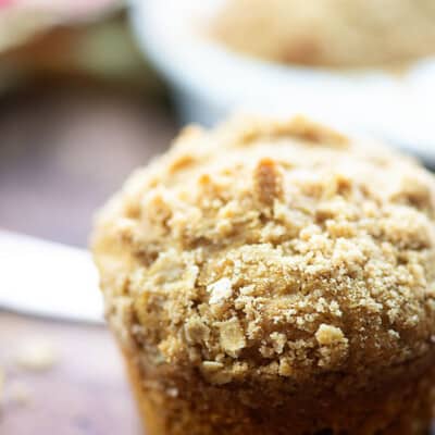 A close up of a pumpkin muffin.