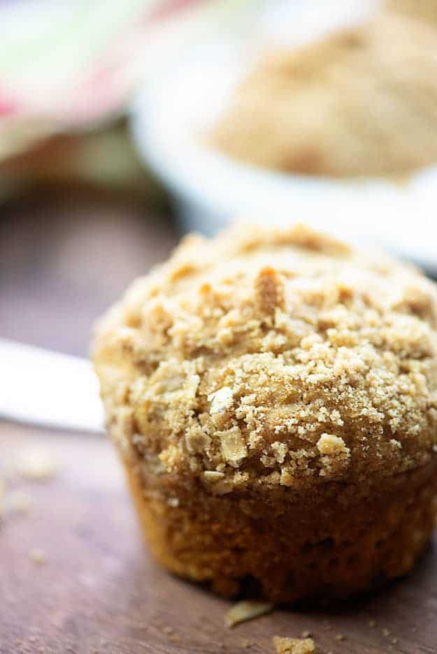 A close up of a pumpkin muffin.