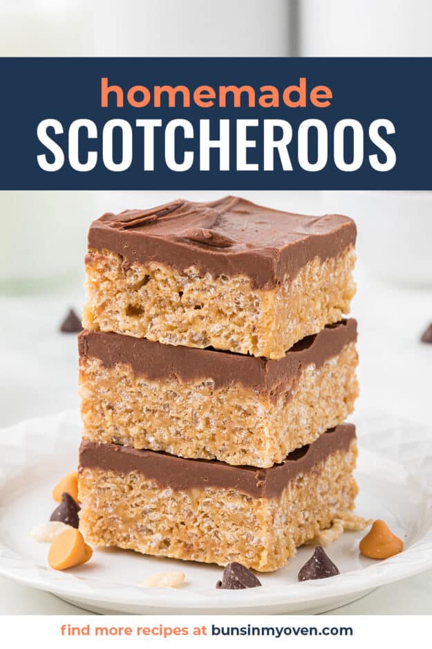 Stack of scotcheroo cereal bars.