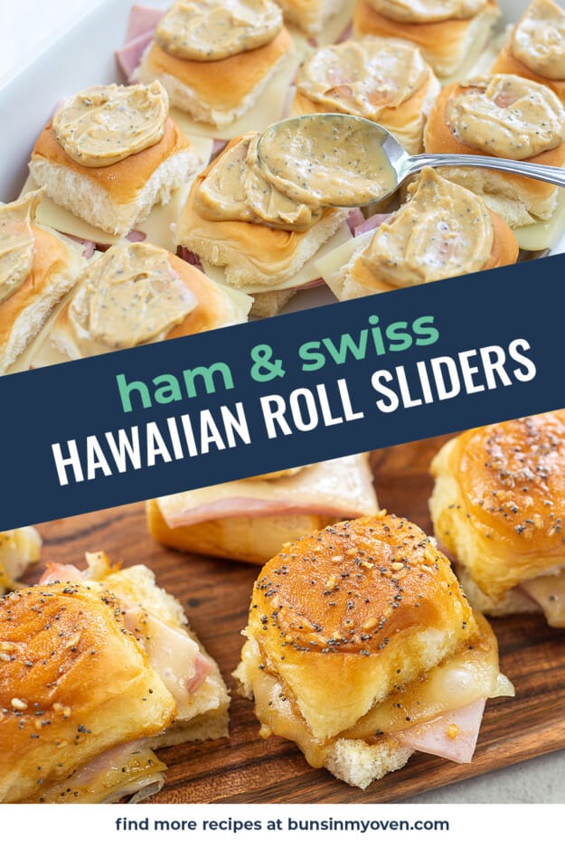 collage of ham and cheese slider images.