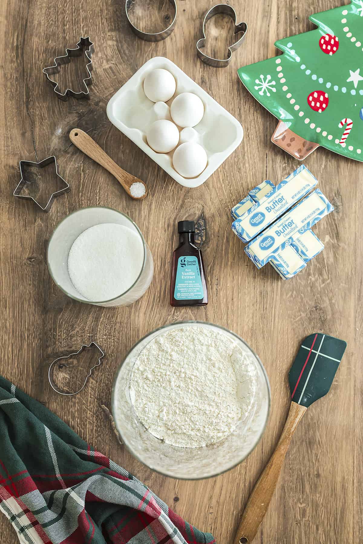 Ingredients on wooden table top.