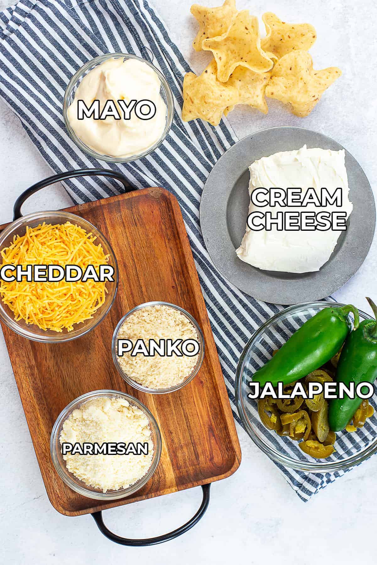 ingredients for jalapeno cream cheese dip.