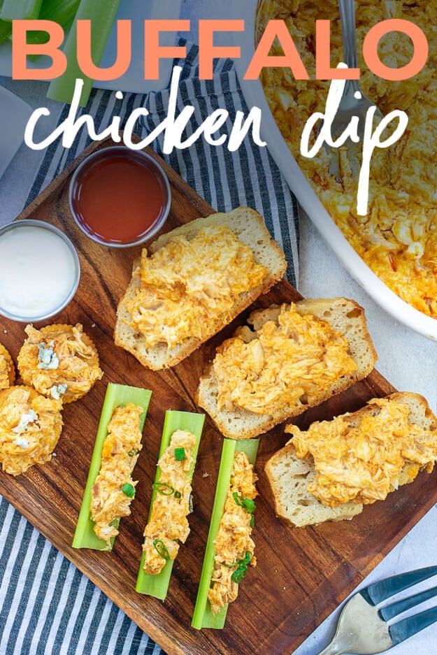 buffalo dip spread on celery and bread.