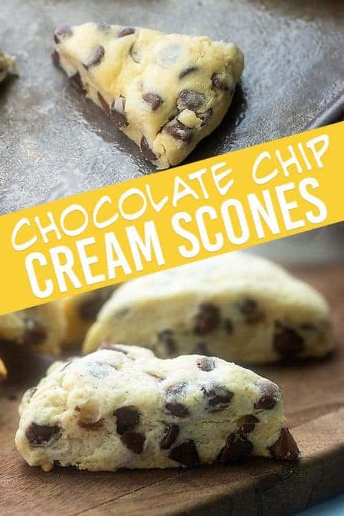 Triangle shaped scones on a baking sheet.