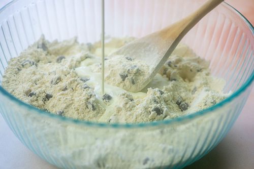 Mixing the chocolate chip scones
