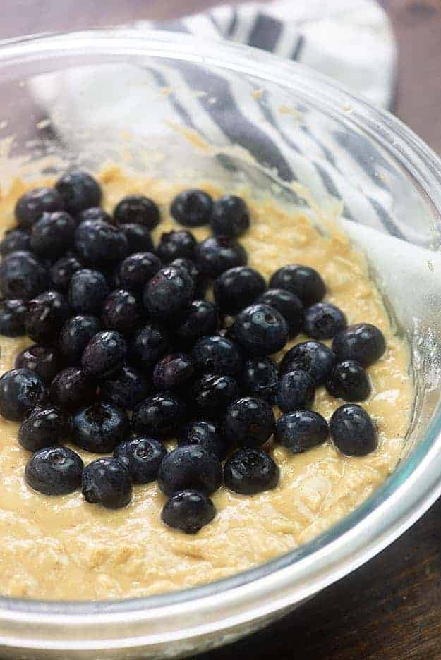 bread batter with fresh blueberries
