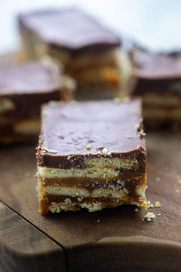 homemade candy bars on cutting board