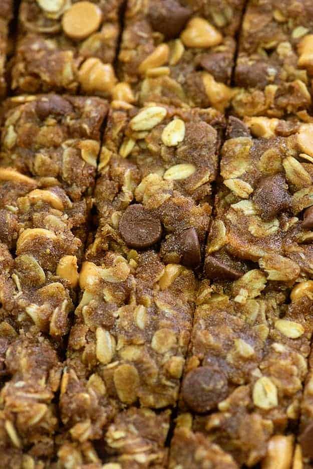 chewy granola bars close up.