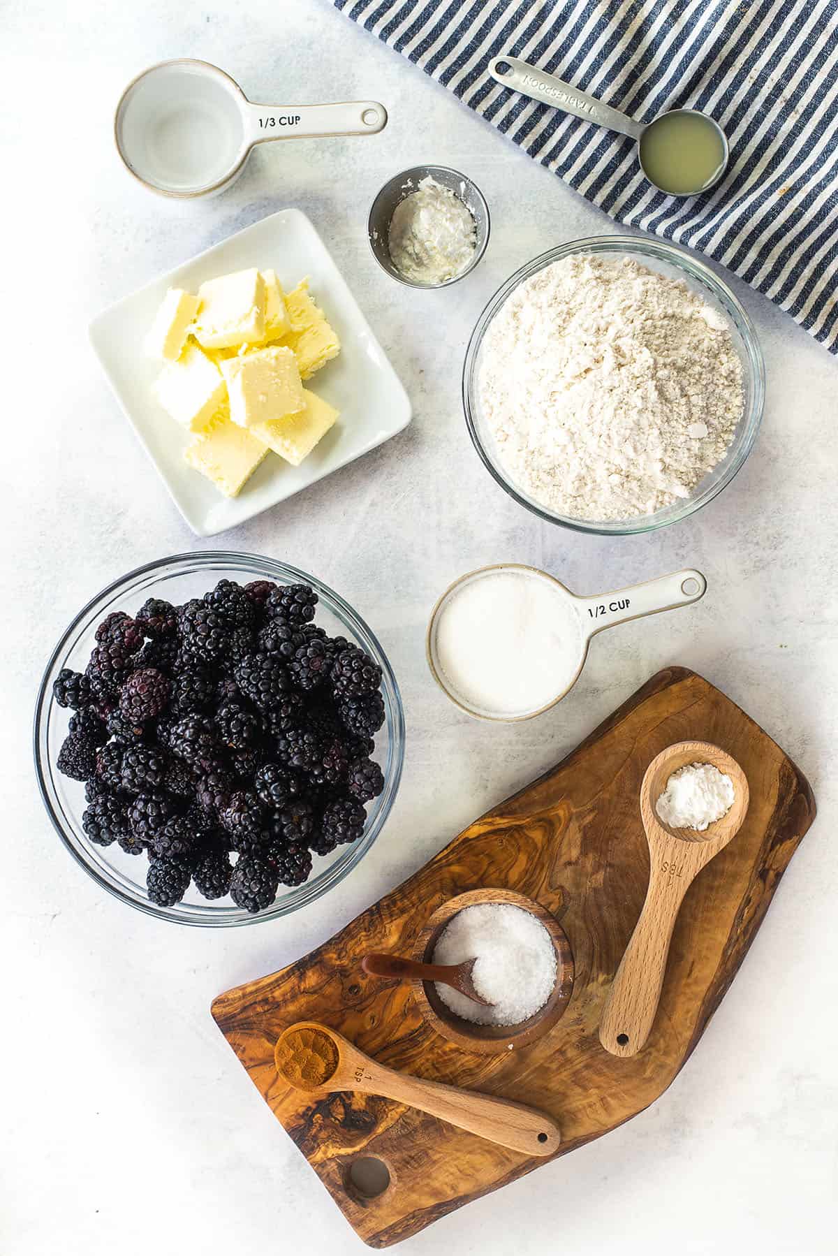 ingredients for blackberry cobbler recipe.