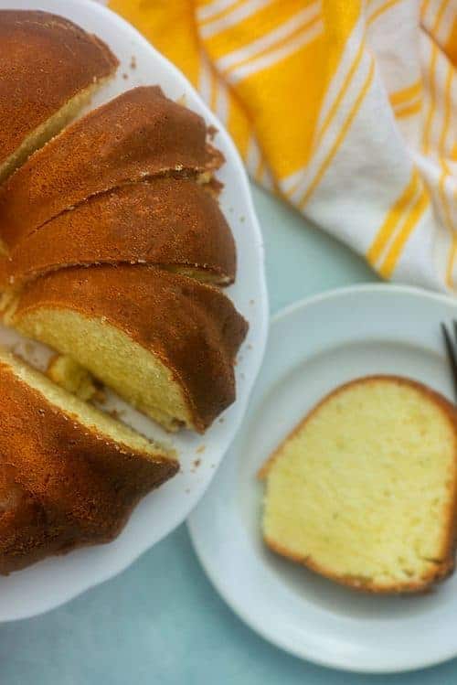 Sliced homemade pound cake