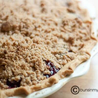 A closeup of cherry pie