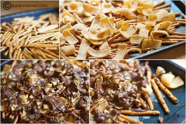 A collage of ingredients for Texas Brittle.