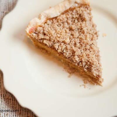 Piece of pie on a pie plate.