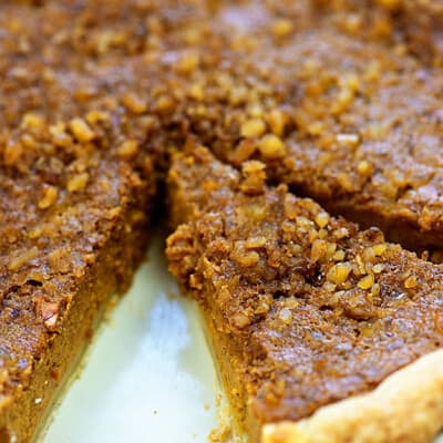 walnut topped pumpkin pie