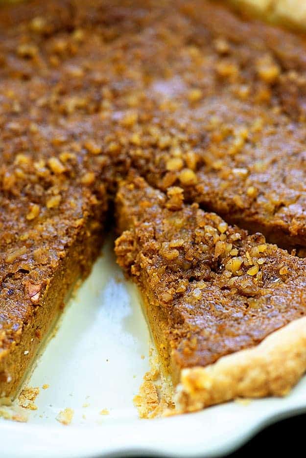 walnut topped pumpkin pie