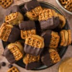 Peanut butter pretzel bites in small bowl.