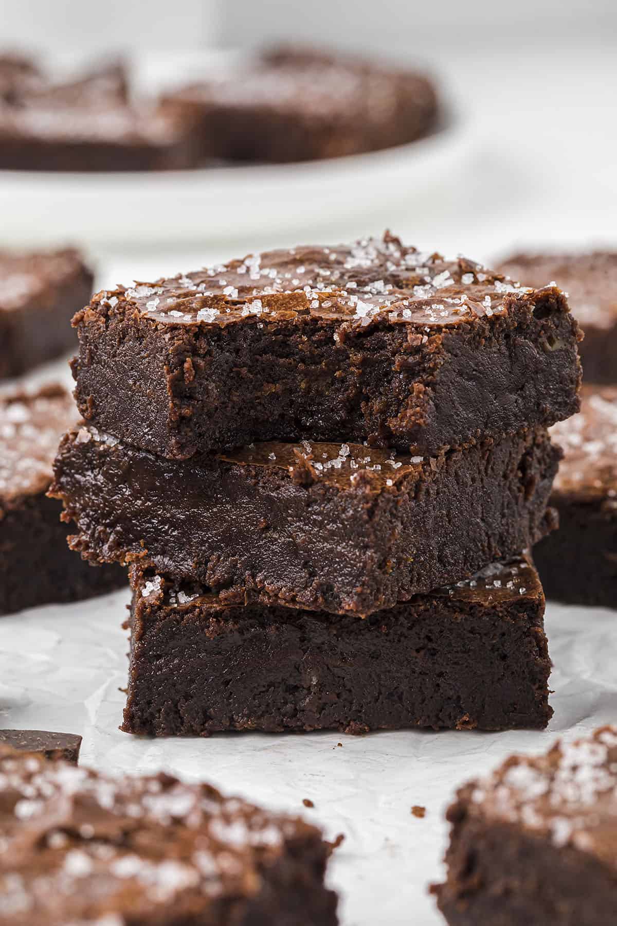 Stack of brownies.