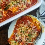 baked manicotti stuffed with cheese and spinach