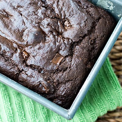 An overhead view of double chocolate bread