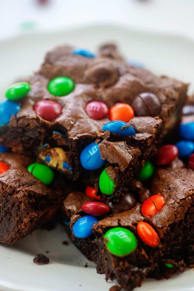 Thick and Fudgy M&M Brownies | Buns In My Oven