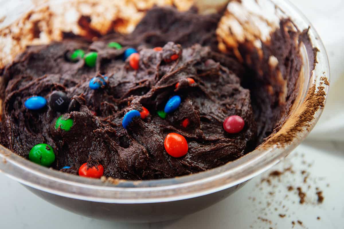 brownie batter with m&m candies.