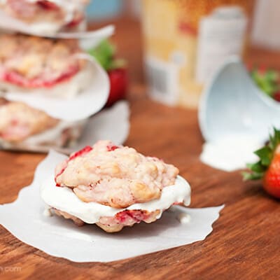 Strawberry shortcake cookies on a table