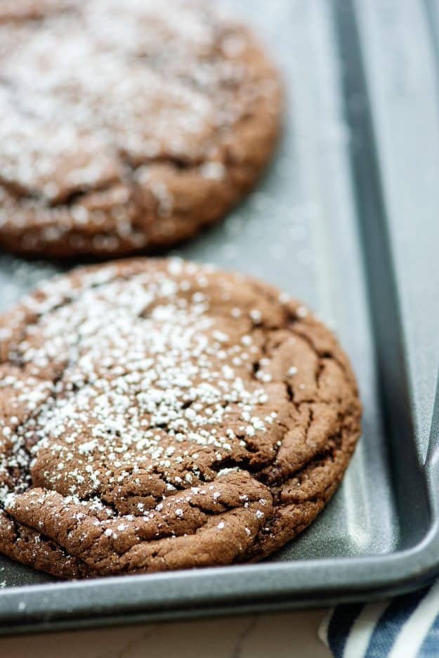 cake mix cookies on baking sheet.