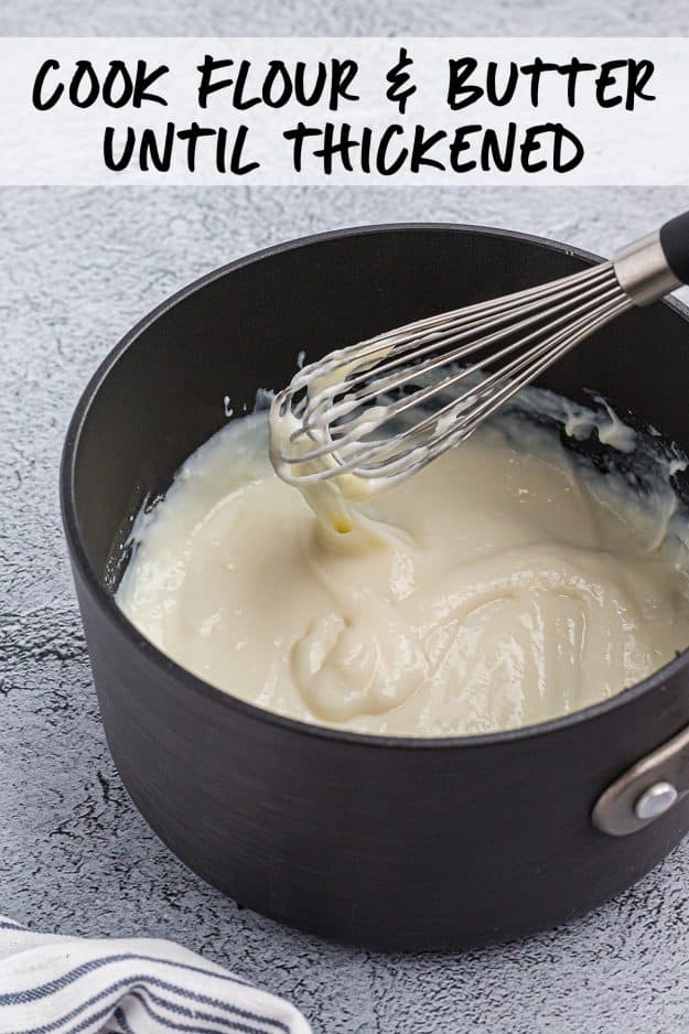 flour and milk cooked together in saucepan until thickened.