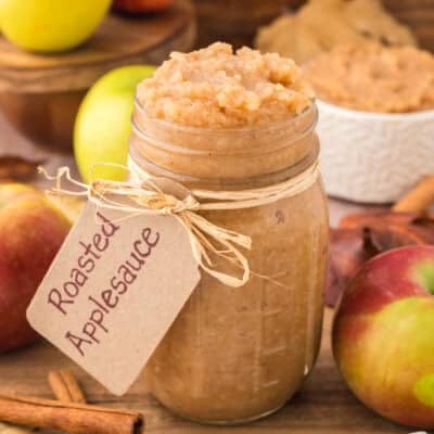 Roasted applesauce in mason jar.