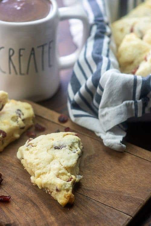 White chocolate scones on a dish