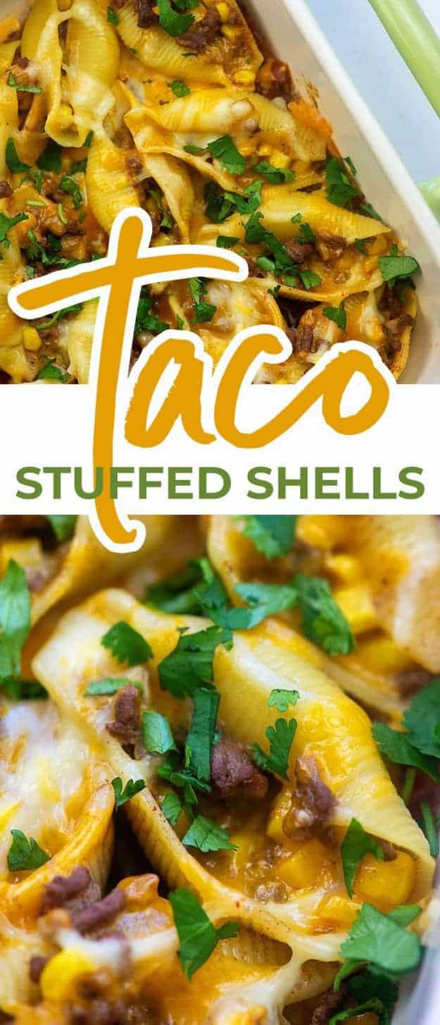 taco stuffed shells photo collage
