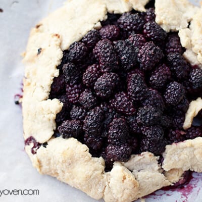 An overhead view of blackberry crostata