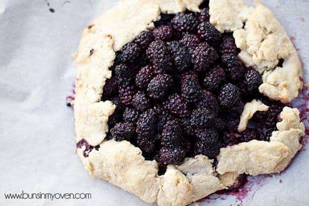 An overhead view of blackberry crostata