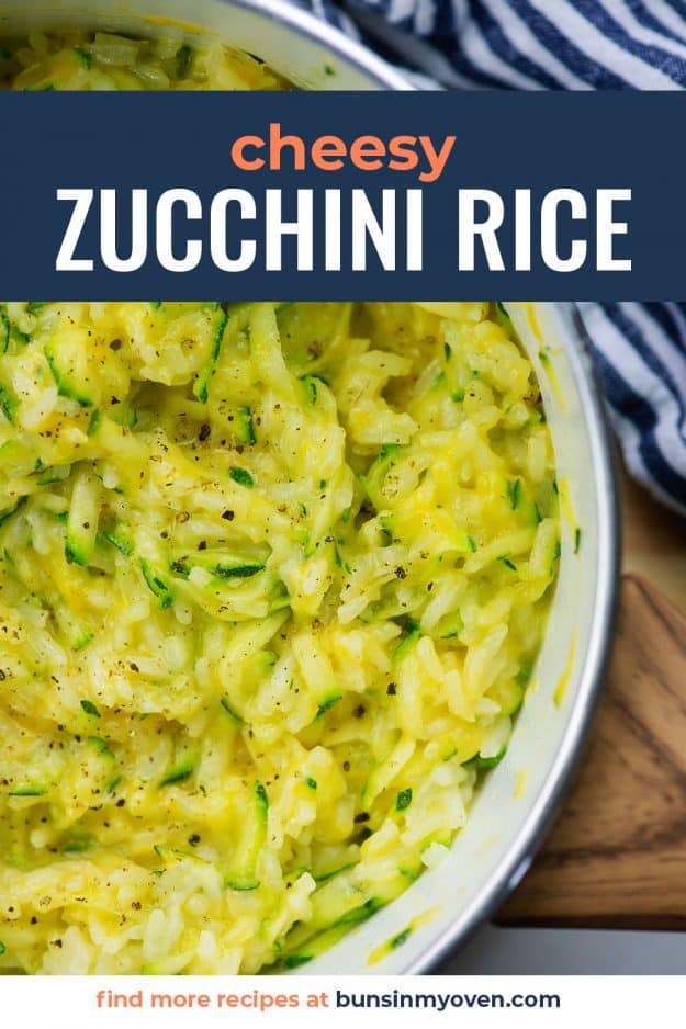 cheesy zucchini rice in white pan