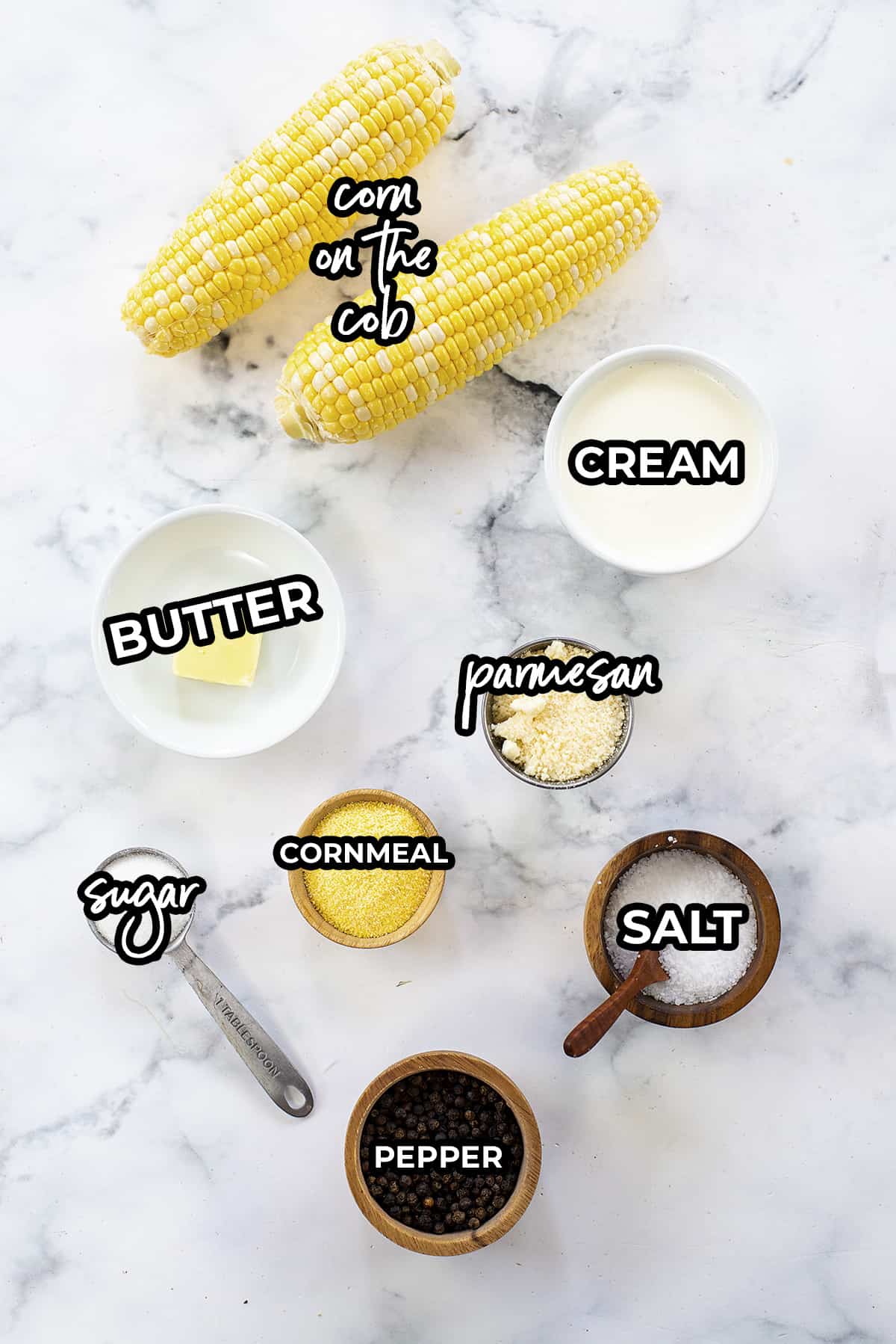 Ingredients for creamed corn.