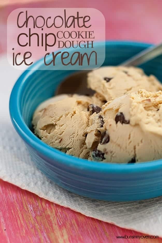 Chocolate Chip Cookie Dough Ice Cream - the ice cream itself is cookie flavored plus there are chunks of cookie dough hiding inside!!