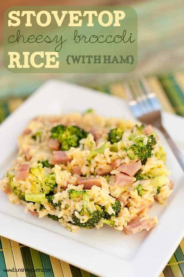 stovetop cheesy broccoli rice with ham recipe