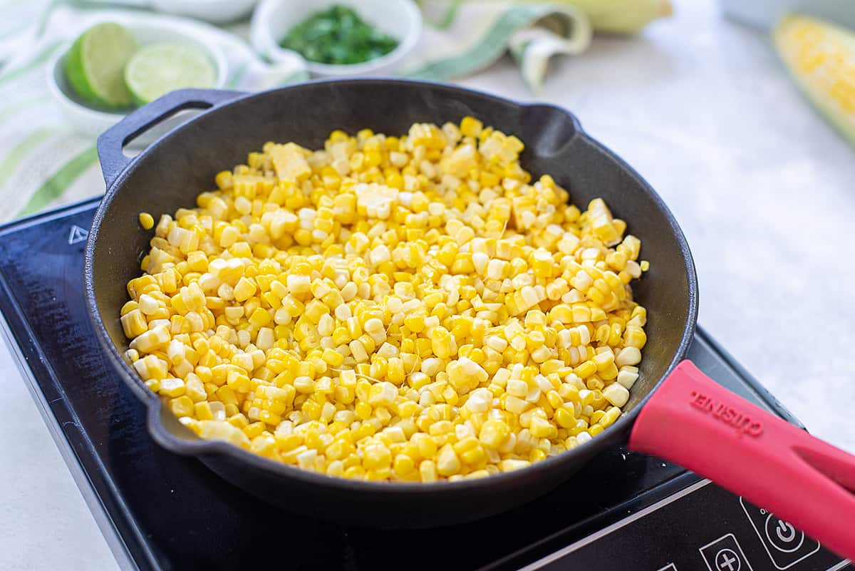 corn in skillet.