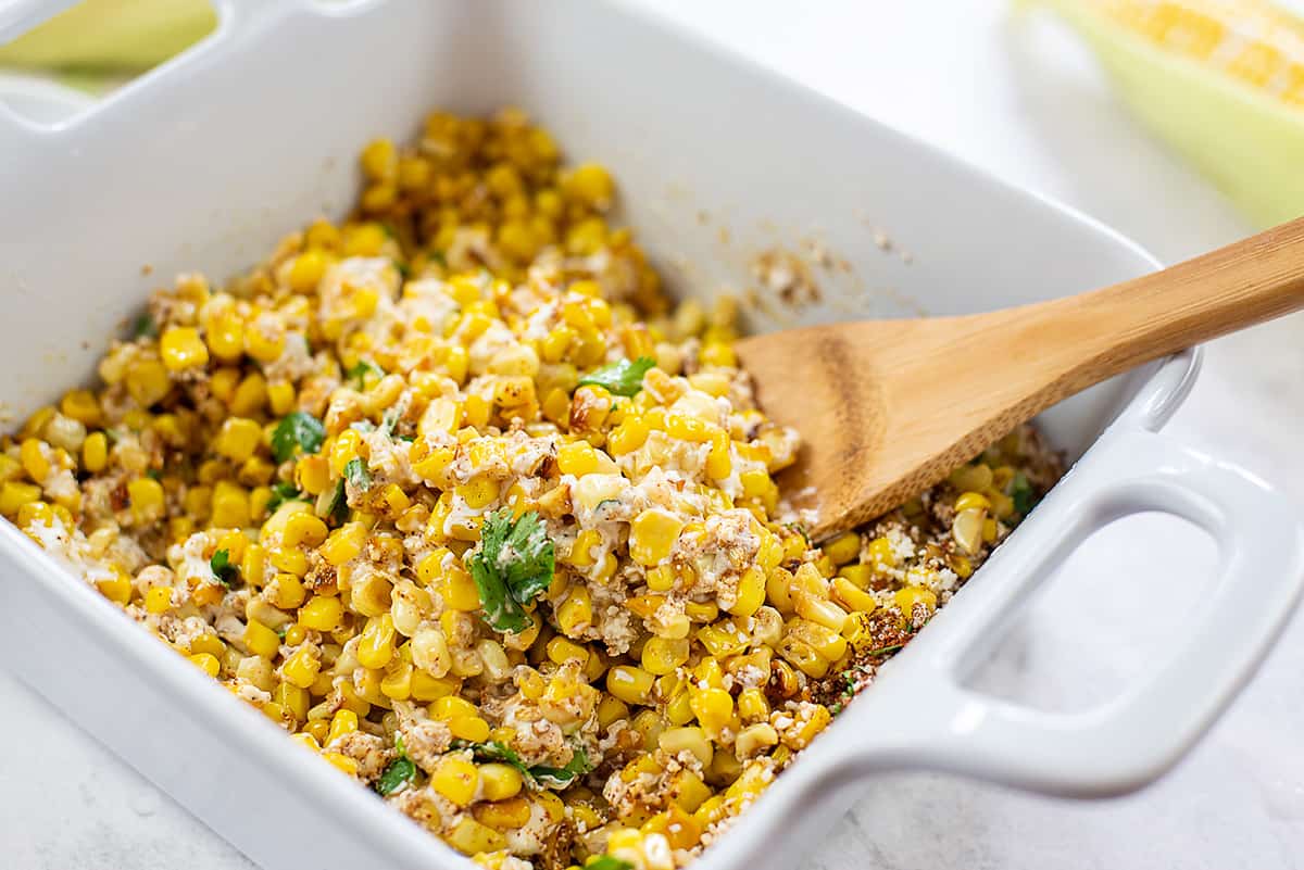 esquites in mixing bowl.