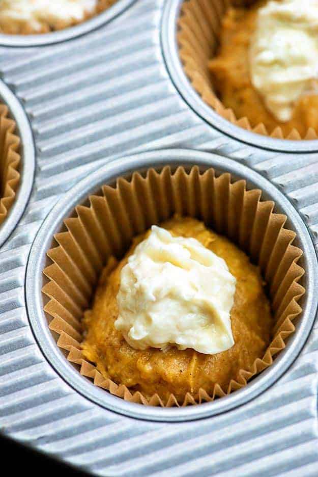 pumpkin muffins with cream cheese filling