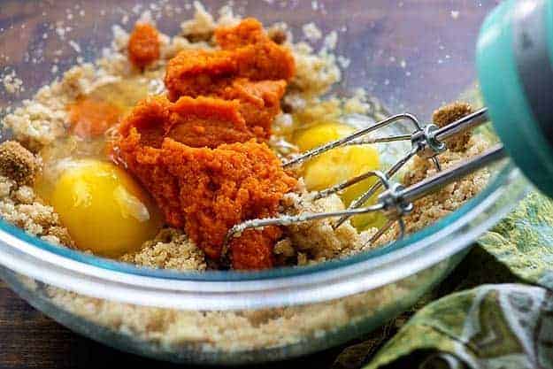 pumpkin muffin ingredients in bowl