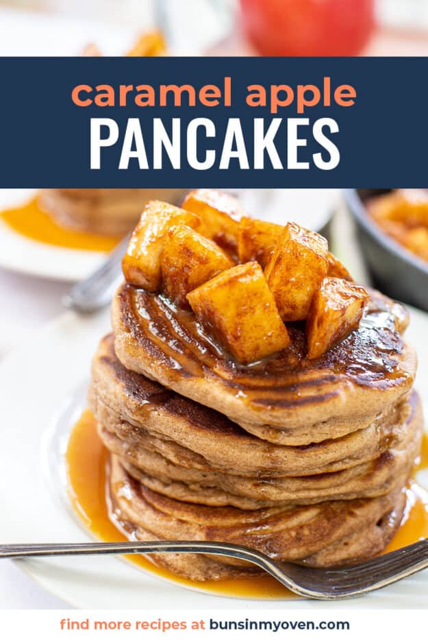 stack of pancakes with text for Pinterest.