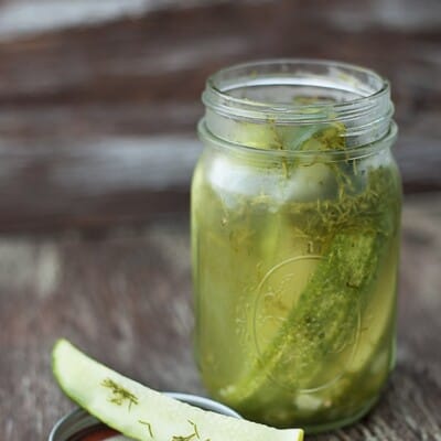 Dill pickle spears in a glass jar