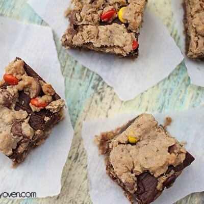 Several monster bars spread out on a table.